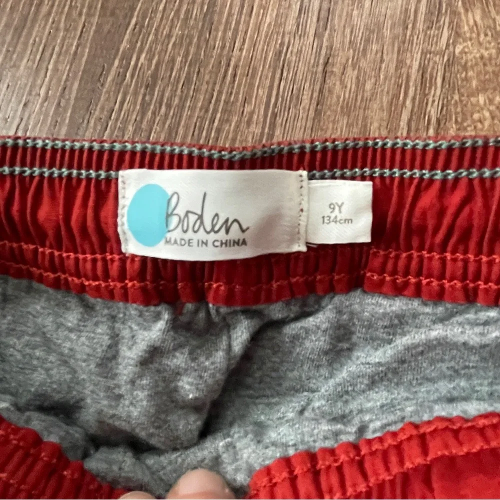 Boden Red Elastic Drawstring Waist Cargo Pants Joggers 9Y Cotton